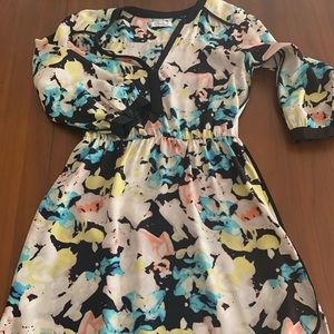 Parker 100% Silk Elastic Waist Deep Cut Dress XS